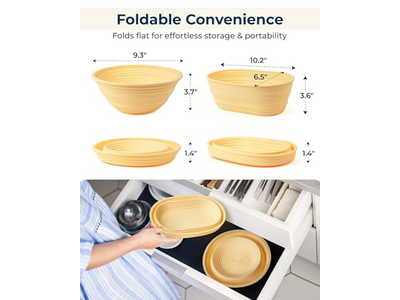 Panier à Pain Ovale en Rotin 10 Pouces Kit Levain Apprêt Levée Pâte Canne Cuisson