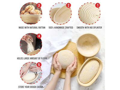 Panier Cadeau d'Ingrédients de Boulangerie Paniers d'Apprêt pour Pain en Osier