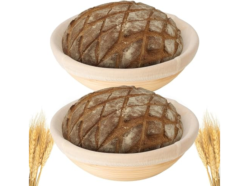 Kit Panier d'Apprêt pour Pain Banneton 2 Avec Accessoires Levain Ensemble Rond