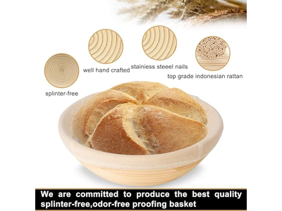 Kit Panier d'Apprêt pour Pain Banneton 2 Avec Accessoires Levain Ensemble Rond