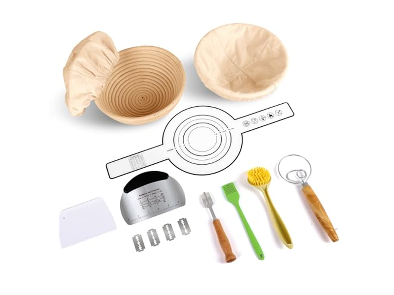 Kit de Démarrage Levain Banneton Crochet Couvertures Lin Pour Outils Cuisson Rotin Ovale