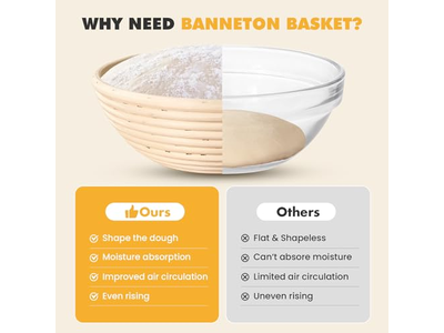 Panier Banneton Osier 6 Pouces Bambou Arrondi Plastique 9 Bannetons Apprêt