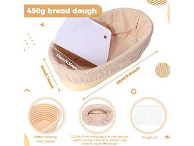 Panier d'Apprêt Benetton 23Cm Ovale Rond Forme Pâte Pâtisserie Doublure Pain