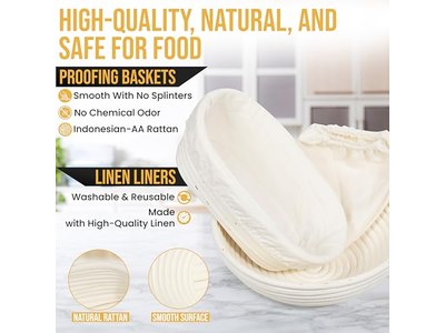 Panier d'Apprêt Benneton Rond Tissu à Pain Pour Rotin Fait Maison Avec Ensemble de Couvercle
