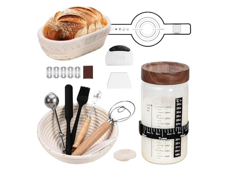 Grand Panier Pour Cadeaux Pain 2 Pièces Couteau Fait Maison Doublure Apprêt Silice