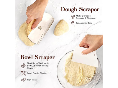 Mélangeur à Pain Grattoir Outil de Pâte à Cuire Ensemble Plastique Boulanger Tissu Pour