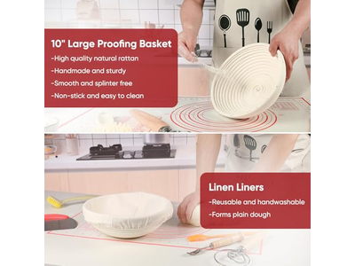 Panier d'Apprêt pour Pain Rond et Ovale Apprêt 2 Paquets 9 Pouces Cuisson Plastique