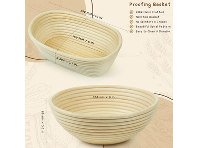 Panier d'Apprêt pour Pain Avec Lampe Grattoir Personnalisé Pour Cuisson