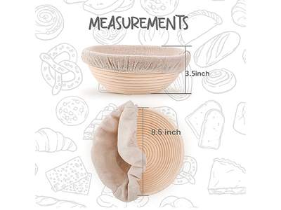 Ensemble de 2 Paniers d'Apprêt pour Pain Bols Ronds de 8,5 pouces pour Pâte
