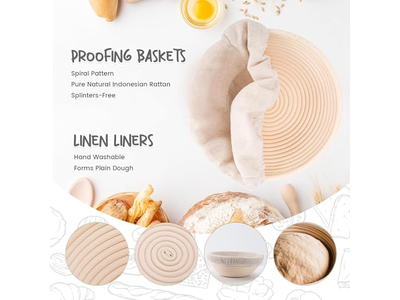 Ensemble de 2 Paniers d'Apprêt pour Pain Bols Ronds de 8,5 pouces pour Pâte