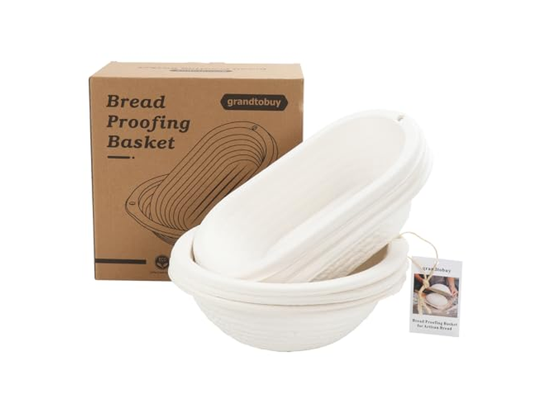 Panier d'Apprêt en Canne 9 Pouces Osier pour Levain avec Plateau et Bol